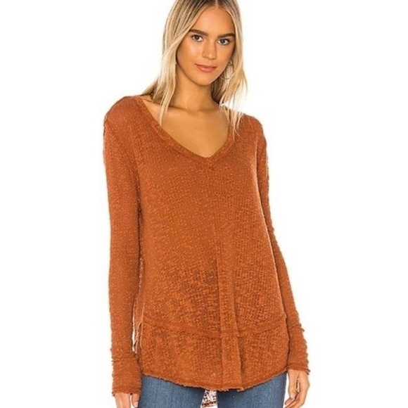 Free People Ocean Air Hacci top gold rust size medium - Picture 10 of 10